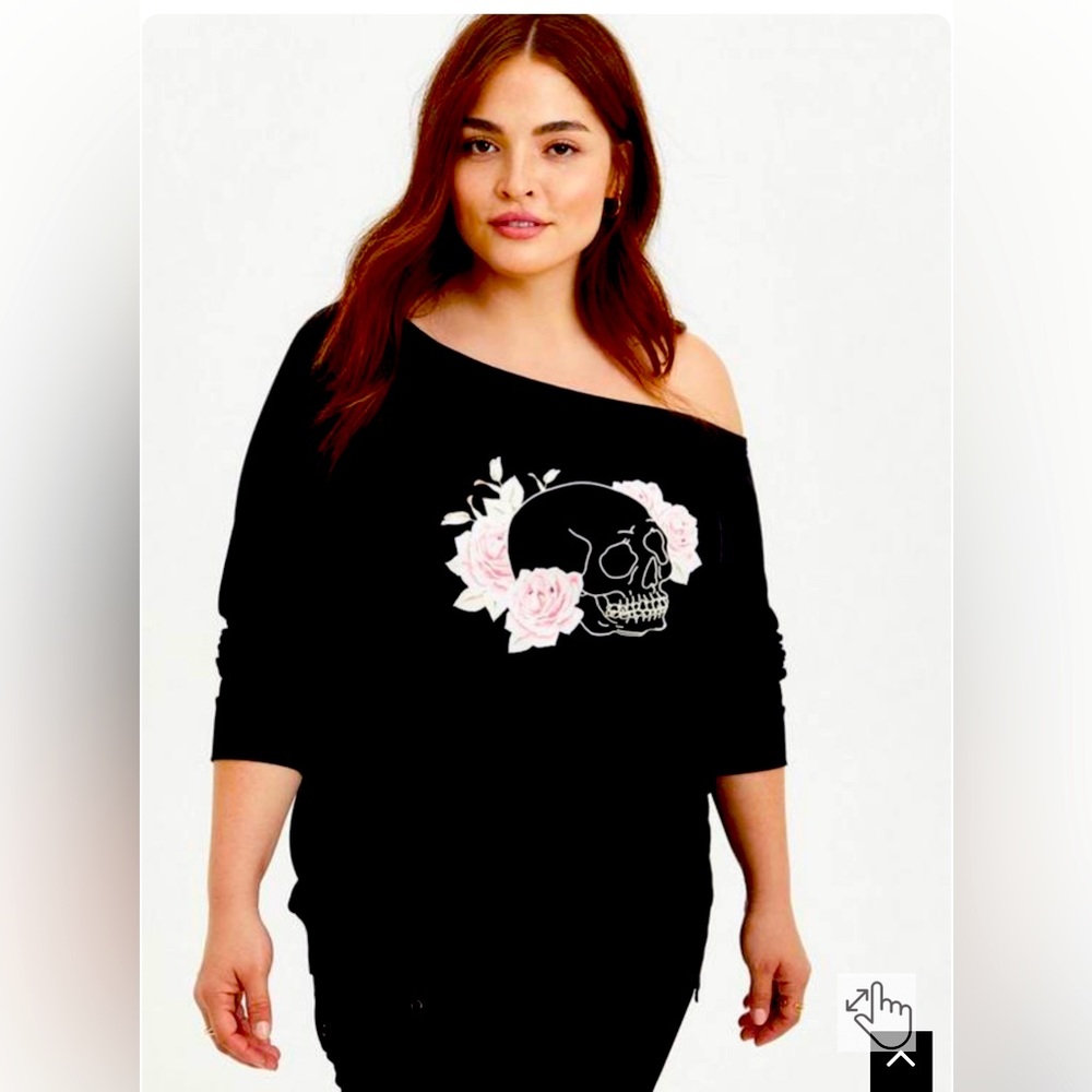 Torrid skull graphic off the shoulder sweatshirt